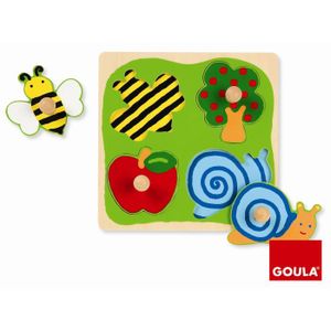 Goula - Puzzle magnétique interchangeable - Puzzle enfant en bois - Dès 1  an - 12 pièces - Multicolore