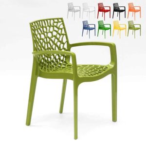 Ensemble table et chaise de jardin Chaise en polypropylène accoudoirs jardin café Gra