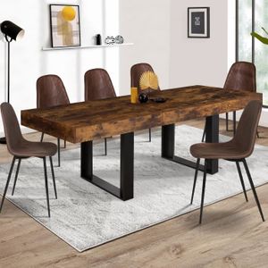 TABLE À MANGER SEULE Table à manger extensible rectangle PHOENIX 6-10 personnes bois effet vieilli et noir 160-200 cm