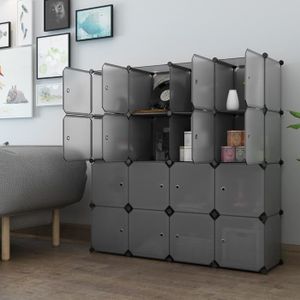Langria Armoire Penderie 16 Cubes Modulable Etageres Plastique