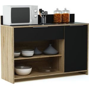 Meuble de cuisine - Desserte pour micro-ondes en Acacia-blanc mat - 59,6 x  88,3 x 41,2 cm - Cdiscount Maison