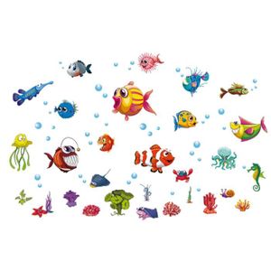 /Étanche Et Amovible Autocollants Poissons Stickers Mural Mer Kibi Stickers Muraux Sous-Marine WorldFish Enfants D/écoratifs Stickers Muraux Enfants Poisson Stickers Animaux De La Mer