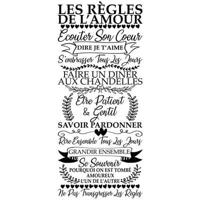 Sticker Citation Texte Les Regles De L Amour Vintage 80x34 Cm Noir Tex056 Cdiscount Maison