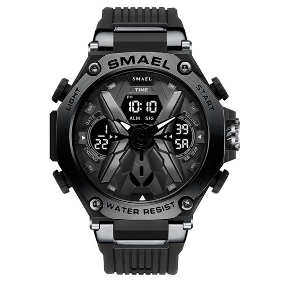 Montre SMAEL Pour Homme - Cadran Numérique LED Grand Format - Étanche 50m - Chronomètre Et Alarme