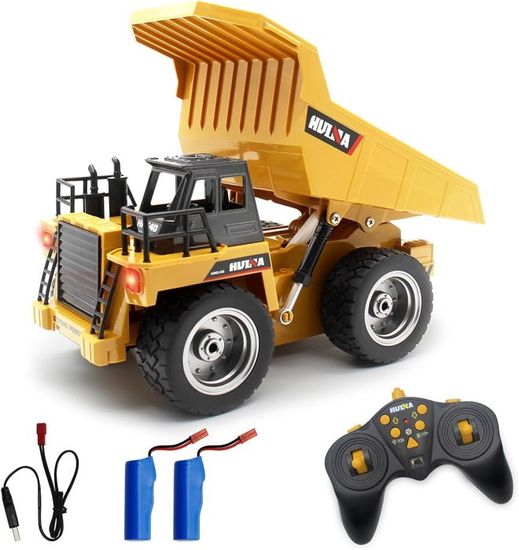 Daioler Jouets pelleuses télécommandées pour enfants de 4, 5, 6, 7 ans et plus, pelleuse RC avec pelle en métal, jouets de construction rechargeables 680° de rotation, véhicules de chantier avec sons