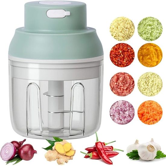 MEN Hachoir Électrique, Mini Hachoir à Ail Électrique 250ml Presse-ail