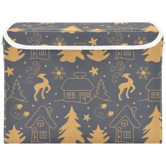 Grckit Panier De Rangement Pliables Motif Palmier Hawaïen Bleu Marine - Grand Bac Organisateur 35x25x20 Cm