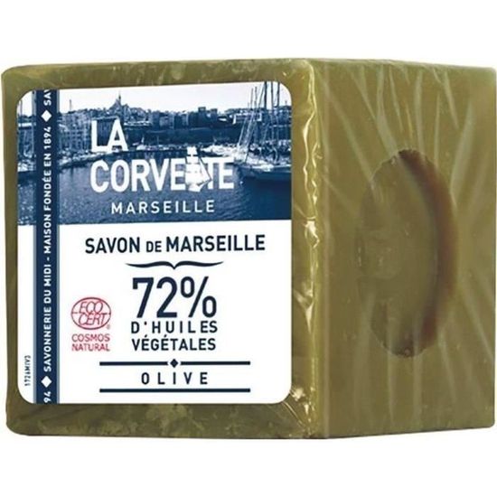 La Corvette Marseille Cube de Savon de Marseille Olive Filmé 500g