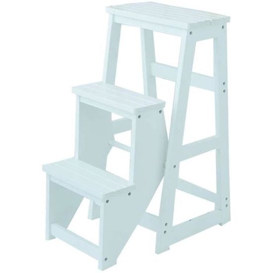 2 Marches Pliantes Échelle Tabouret Multi-Fonction Double Usage Escabeau Ménage Escalier Chaise