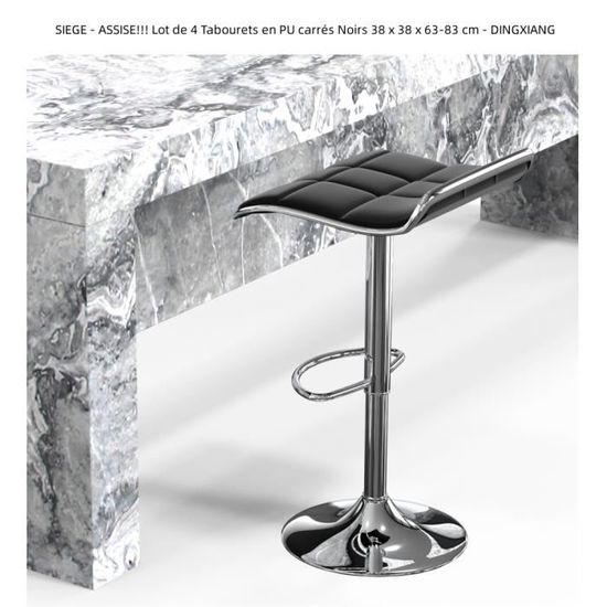 Lot De 4 Tabourets De Bar Hombuy - Cuir Pu Noir -style Contemporain