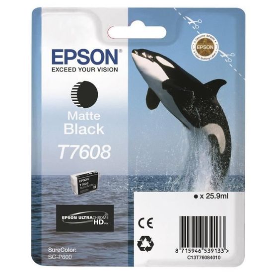 EPSON Cartouche d'encre T7608 Noir mat - Orque (C13T76084010)