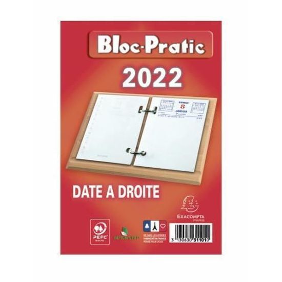 EXDI Bloc-pratic Éphéméride 2026 - Calendrier Journalier 120 X 82 Mm, Date à Gauche
