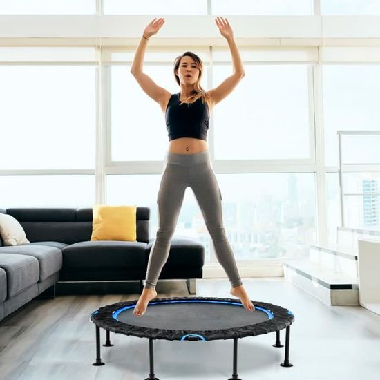 Trampoline Fitness Pliable 106 Cm – Silencieux, Poignée Réglable, Charge 150 Kg, Pour Jardin Ou Intérieur