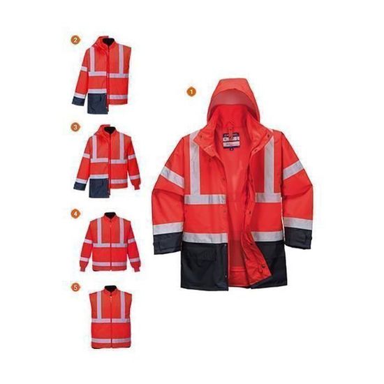 Parka Haute Visibilité Portwest 5-en-1 - Jaune/Marine Taille 2XL - Protection Froid Jusqu'à -40°C - Veste Détachable