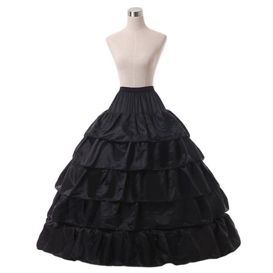 Jupon Sous-robe Femme – A-ligne, Léger, Antistatique, Longueur Midi – Noir, Pour Robes D’été Fluides
