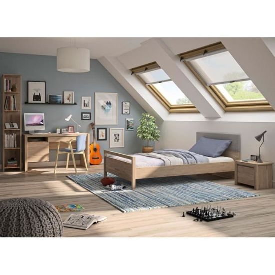 Chambre enfant complète contemporaine chêne clair/marron Solange