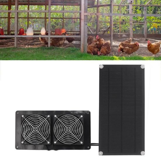 Ladieshow Kit Ventilateur Solaire 10W Double - Pour Serre, Poulailler, Voiture Et Camping-Car