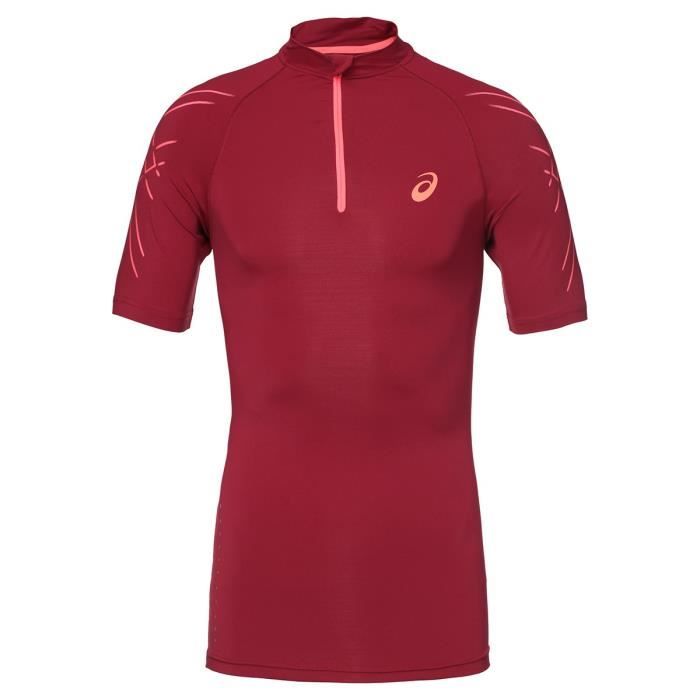 ASICS Inner Muscle Tee shirt Demi zip Homme Rouge Cdiscount Sport