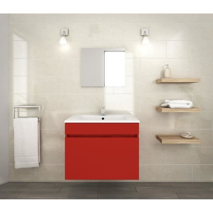 Luna Ensemble Salle De Bain Simple Vasque L 60 Cm Rouge Mat