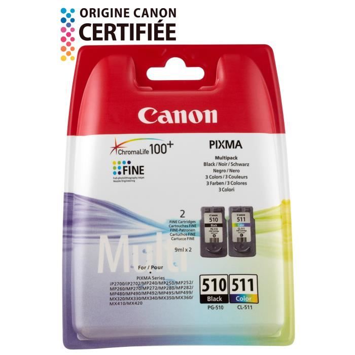 canon pack de 2 cartouches d encre pg 510 cl 511