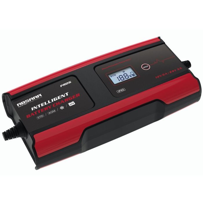 Absaar pRO 6.0 (12/24V - 6A) chargeur de batterie 0-120/180Ah rouge/noir