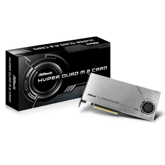 ASRock Hyper Quad M.2 Card - Carte contrôleur 4 x SSD M.2 PCI-E 4.0 4x - Bus PCI-Express 4.0 16x ( Catégorie : Carte contrôleur )