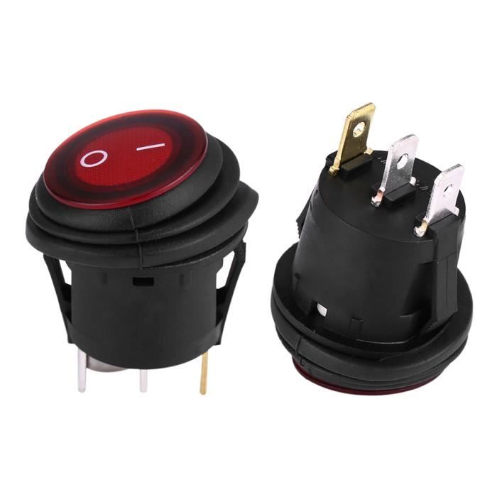 2pcs LED lumière 12v 20a 3pin voiture auto bateau rond interrupteur à bascule à bascule rouge-HEN