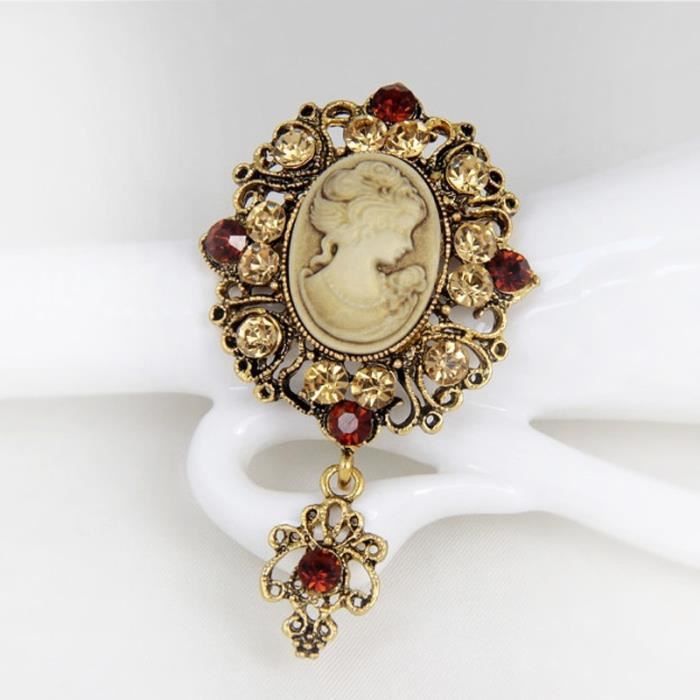 Broche Vintage,camé coquille,broche pendentif,plaqué or,bijoux Vintage