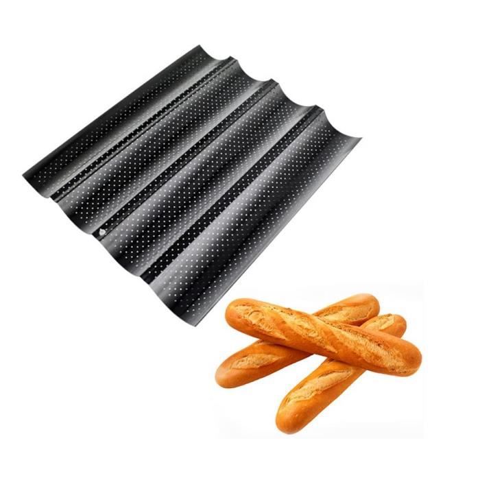 Plaque de Cuisson Moule à 4 Baguettes et Biscuits Anti-Adhésif de Cuisson Pain,Moule de Patisse (Couleurs aléatoires)