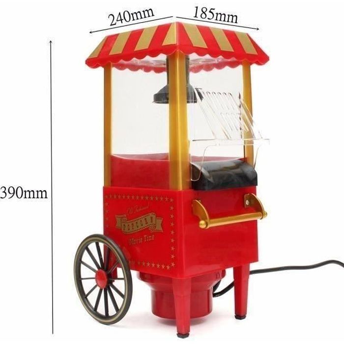 Rétro Chariot Appareil Machine à Pop Corn Maker Sans Huile Maison 1100W 220V EU