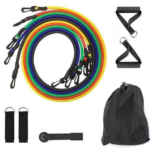 11 pièces bandes de résistance de Tube de bande de Yoga ensemble Fitness élastique élastique - Modèle: 11pcs set - HSJSTLDB04722
