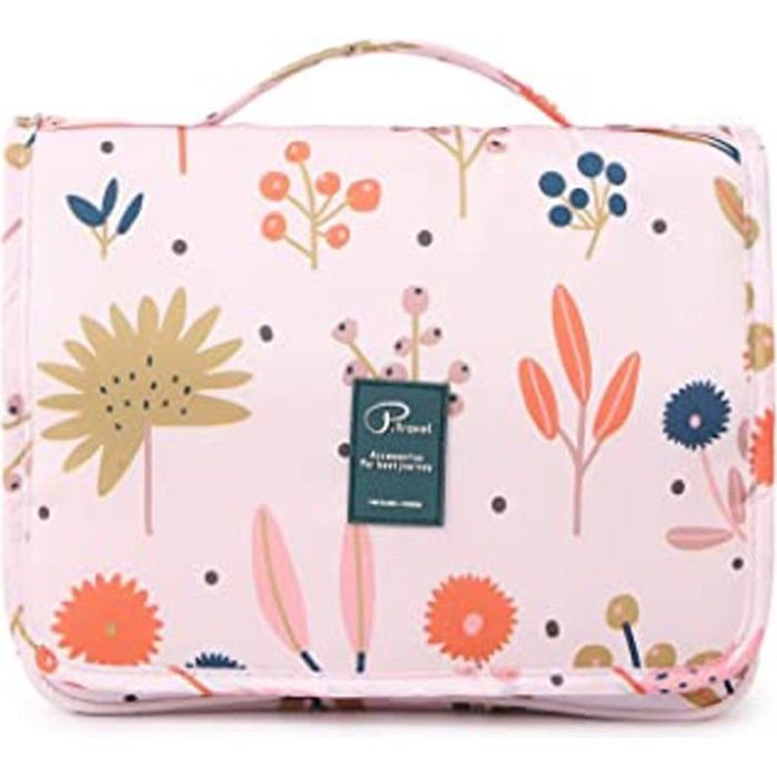 Trousse De Toilette Femme Trousse Maquillage De Voyage Trousse Voyage À Suspendre Sac Organisateur Cosmétique Avec Crochet Grande Ca