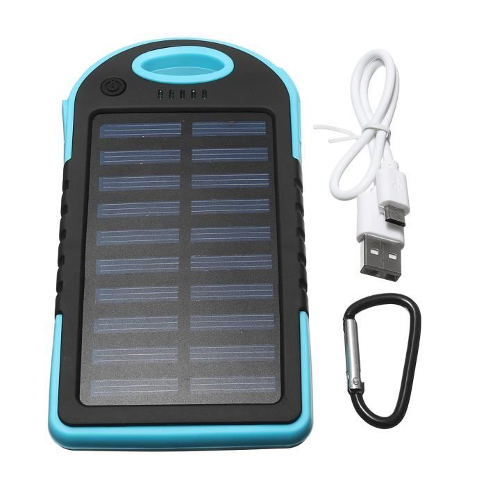 5000mAh Etanche Portable Batterie Chargeur Dual USB Externe Power Bank Solaire Bleu SWISSANT®