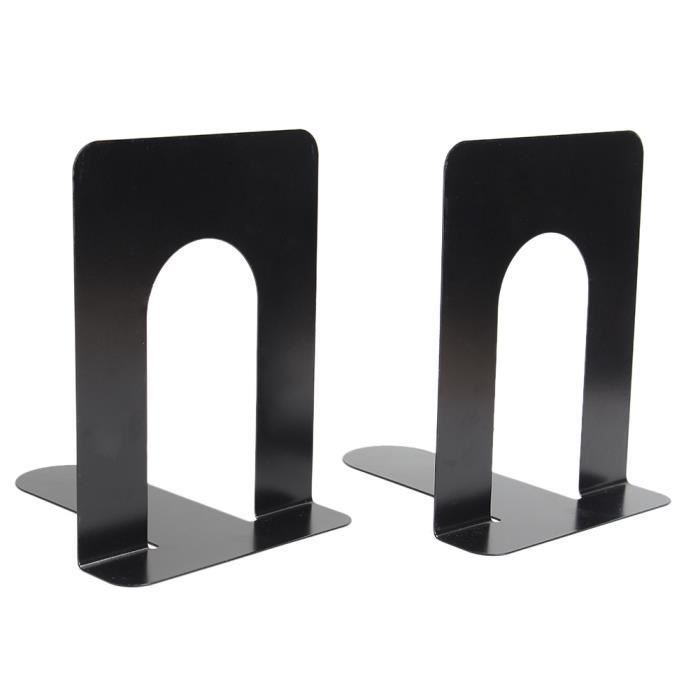 Lot de 2 Serre-Presse-Livre Noir Métal Etroit 15 X 13 X 17cm Rangement Magazine
