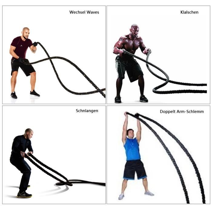 YALURUI - Corde de Bataille-1500*3.8cm, Corde Ondulatoire pour Musculation, Formation-Fitness, Corde d’Entrainement