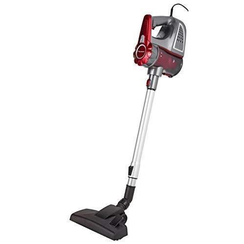 Bestron Aspirateur à main sans sac avec tube télescopique, Rayon d'action : 6,5 m, Capacité : 0,6 L, 600 W, Rouge/Gris