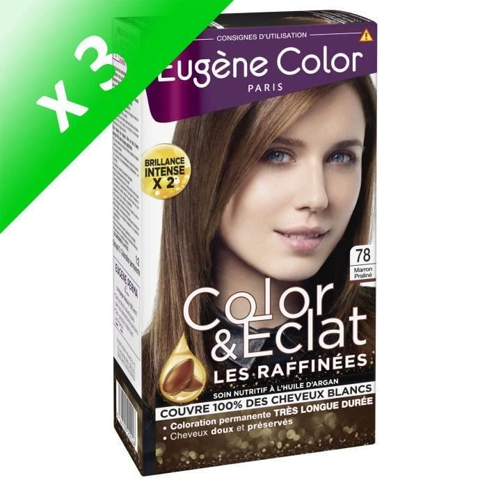 EUGENE COLOR Crème colorante permanente Les Raffinées N°78 - Marron Praliné (Lot de 3)