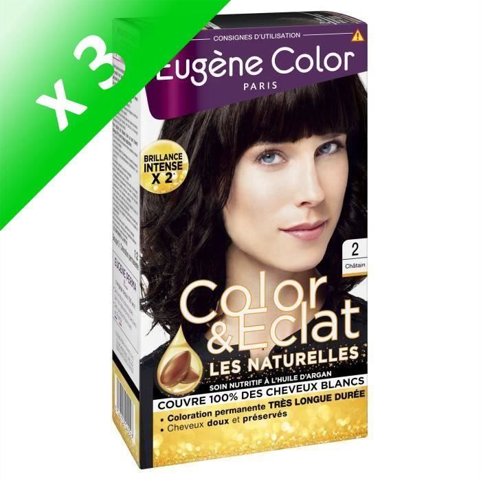 EUGENE COLOR Crème Colorante permanente N2 Chatain (Lot de 3)