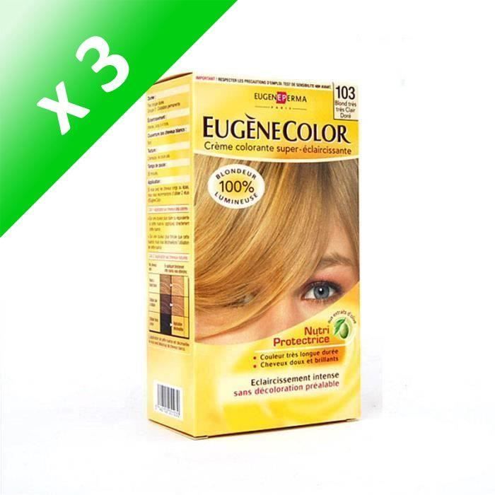 EUGENE COLOR Crème Colorante permanente N103 Blond très clair Doré (Lot de 3)