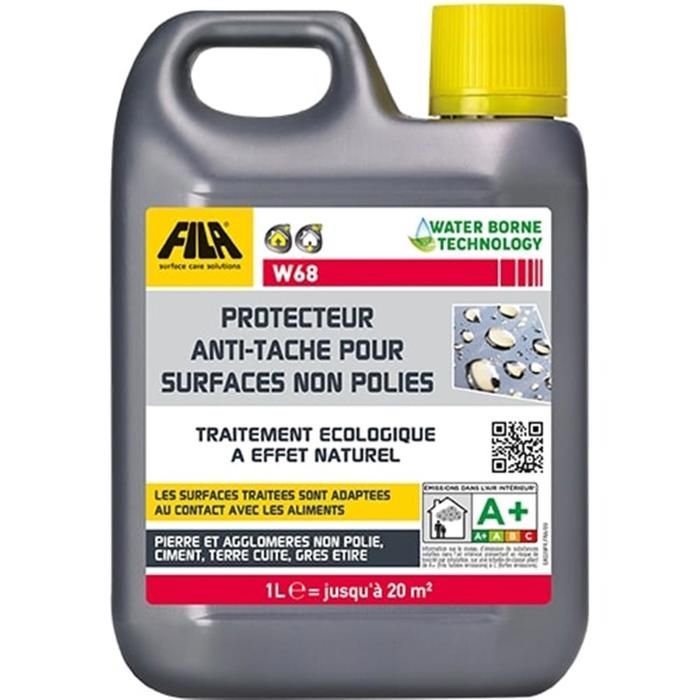 Anti-taches pour surfaces non polies à base d'eau FILA W68 - Le bidon de 1 Litre