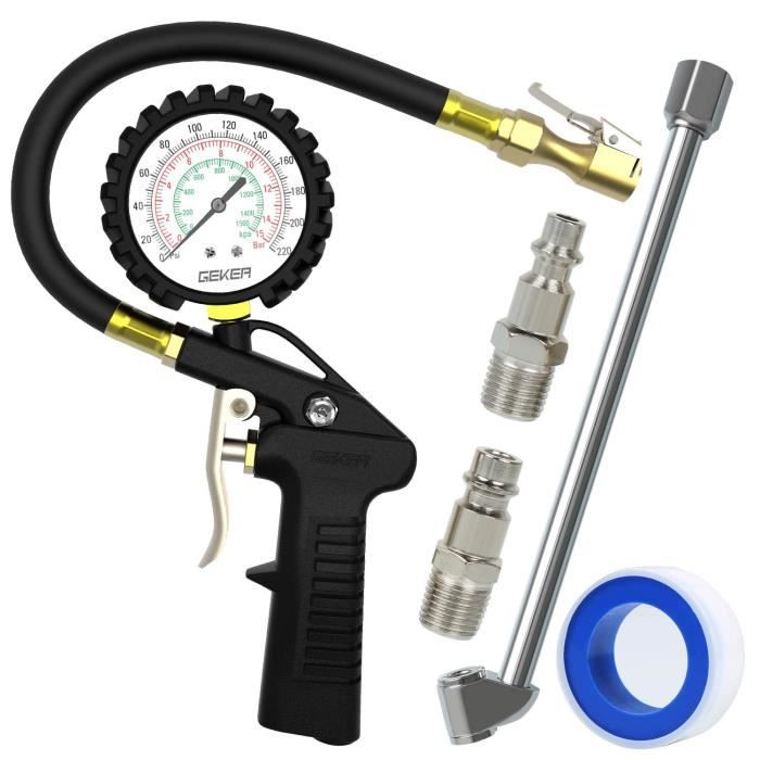 GEKER Jauge Digitale de Gonflage de Pression des Pneus Haute Précis Manomètre Gonfleur Pneu Pistolet de Gonflage Voiture