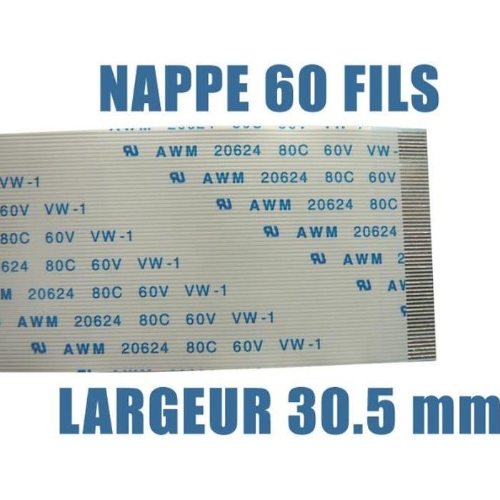 Nappe flexible plate /// 60 FILS - LONGUEUR 200mm - LARGEUR 30.5mm - AWM - FPC RIBBON FLEX CABLE