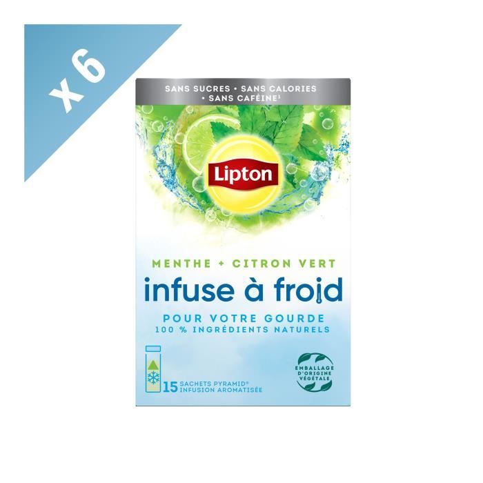 Lot de 6 - LIPTON Infusion Parfumé Citron & Menthe Froid - 15 Sachets Pyramid