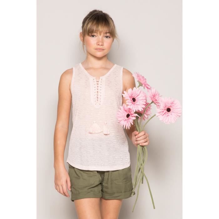 Top brillant avec col à lacets - CINDY