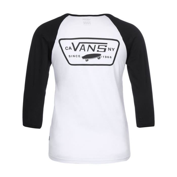 T-Shirt Raglan à manches longues Femme Vans Full Patch Blanc-Noir