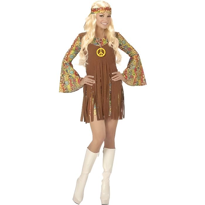 WIDMANN. Déguisement Hippie Paix femme. XL. Adulte
