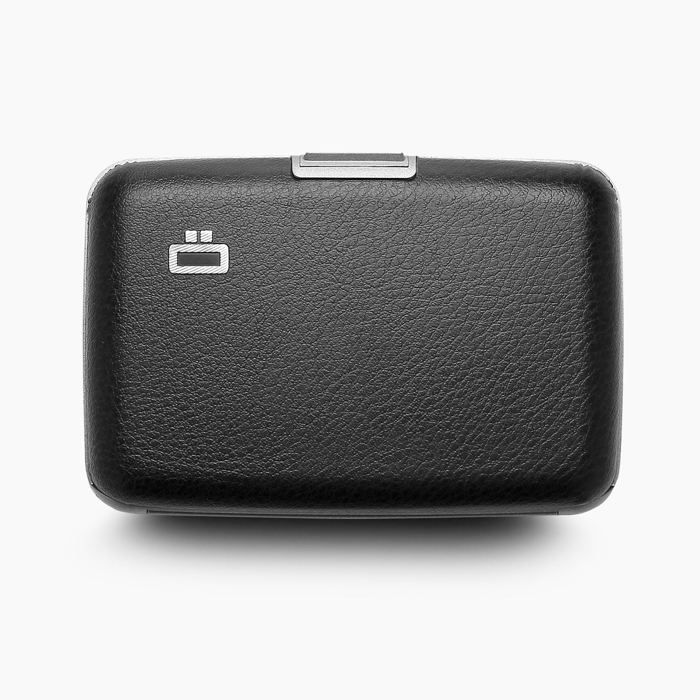 ÖGON DESIGN - SMART CASE | Simili Black - Portefeuille Noir en Aluminium et Similicuir