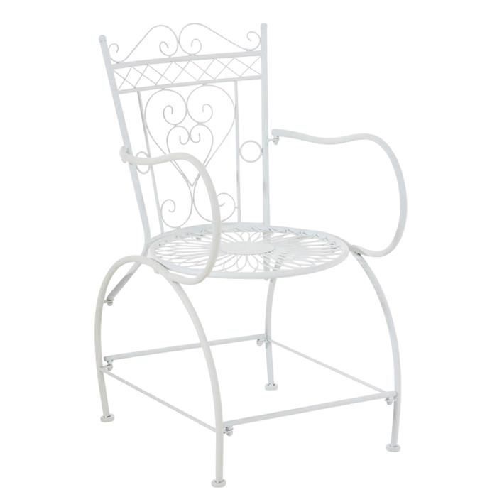 Chaise de jardin en fer coloris blanc - 88 x 48 x 60 cm