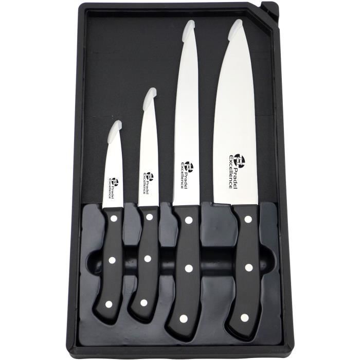 PRADEL EXCELLENCE Set de 4 couteaux cuisine URBAN - Dans une boîte plastique avec petit aiguiseur intégré