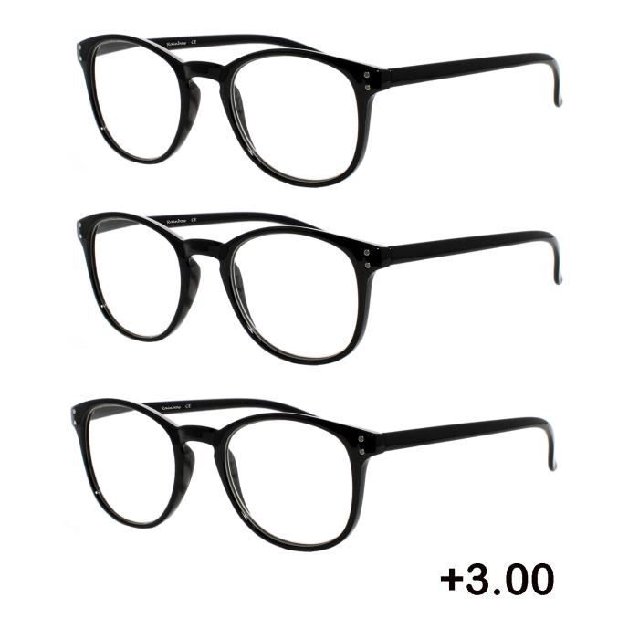 Lunettes de Lecture Homme Femme RRC +3.00 Noir Brillant